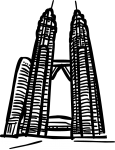 Petronas towers kuala lumpur malaysia freehand drawings