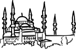 Blue mosque istanbul turkey freehand drawings