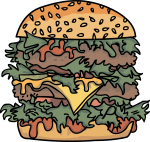 Double cheese burger freehand drawings