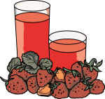 Strawberries juice freehand drawings