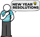 New Year Resolutions freehand drawings