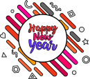 Happy New Year freehand drawings