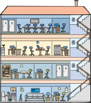 Office Cross Section freehand drawings