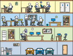 Office Cross Section freehand drawings