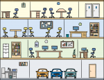 Office Cross Section freehand drawings